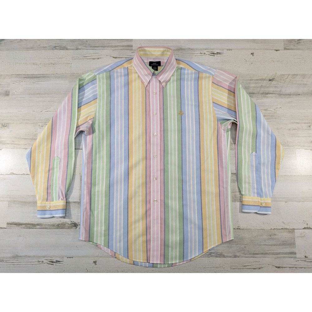 Brooks Brothers 346 Mens Medium Striped OCBD Oxford Shirt Multicolor Cotton